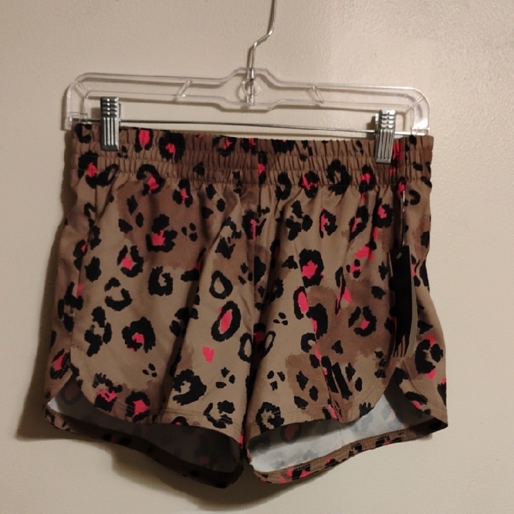 Girls Adidas Pacer Shorts Cheetah Print Size Large NWT